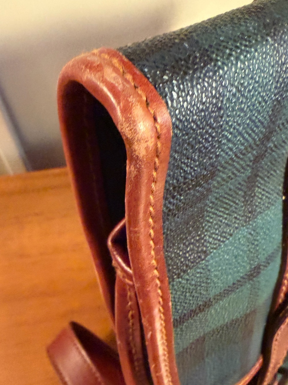 Vintage Polo Ralph Lauren Blackwatch Plaid Leather Backpack Fall Preppy Rare - Picture 6 of 10